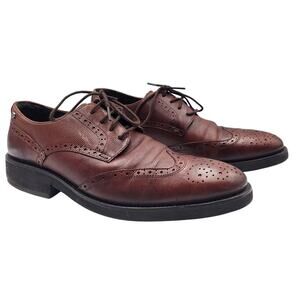 BOSI Wingtip Full Brogue Derby Brown Leather Men's Size 39 Made in Portugal
